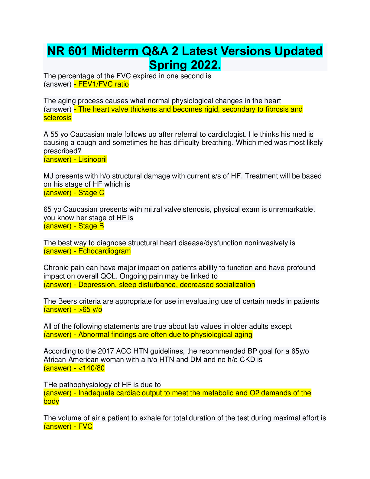 Preview image for NR 601 Midterm Q&A 2 Latest Versions Updated Spring 2022.
